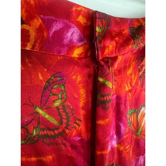 L'AGENCE Luvvy Butterfly Print Silk Straight Leg Trousers Women's Medium ? Pants - Picture 4 of 16